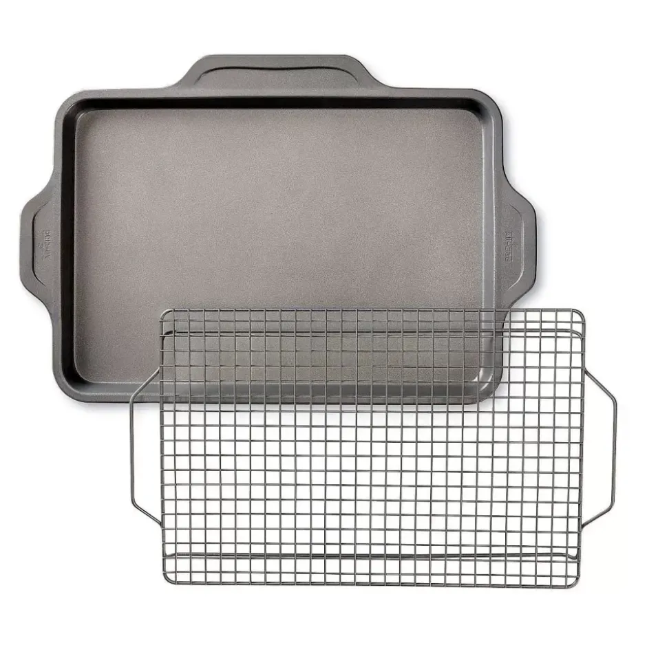 Pro-Release Nonstick Bakeware, Half Sheet Pan With Cooling Rack, 2 Piece Set>All-Clad Best